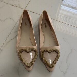 Melissa Women's Cream Heart Embellished Flats